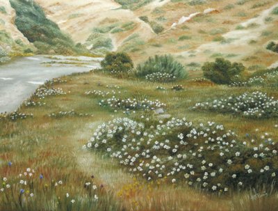 Flussbiegung mit Wildblumen von Angeles M. Pomata