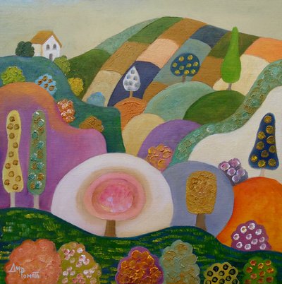 Verspieltes Dorf am Hang von Angeles M. Pomata