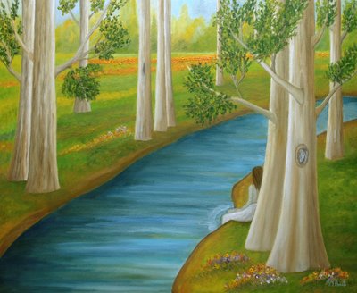 Frau am ruhigen Fluss von Angeles M. Pomata