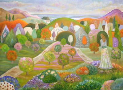 Frau in einem Verspielten Garten von Angeles M. Pomata