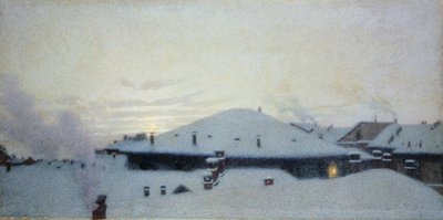 Dächer im Schnee von Angelo Morbelli