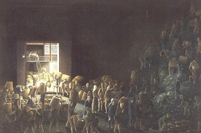 Teekisten füllen; und Teeverarbeitung im ersten Prozess, ca. 1820 (eines von einem Paar) ca. 1820 von Anglo Chinese School