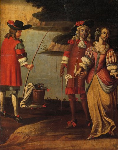 Vierfacher doppelseitiger Paravent, ca. 1700 (Detail) von Anglo Flemish School