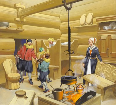 Norwegisches Haus aus dem 17. Jahrhundert von Angus McBride