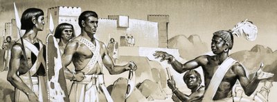 Hyksos, Pharao Kamose unterweist speziell ausgebildete schwarze Krieger in Kampftaktiken von Angus McBride
