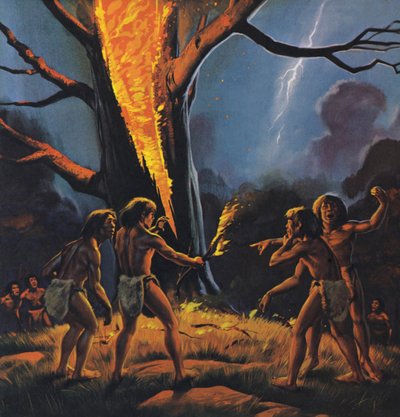 Prähistorischer Mensch und Feuer von Angus McBride