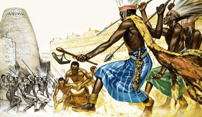 Kriegstanz der Bantu-Stammeskrieger von Angus McBride