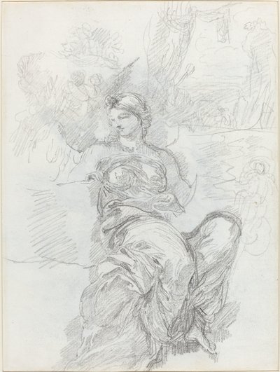 Sitzender Engel in einer Landschaft [recto] von Anicet Charles Gabriel Lemonnier