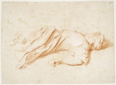 Liegende männliche Figur in orientalischer Tracht. Verso: Skizze eines laufenden Mannes und Skizze einer Figur, die die Arme ausstreckt von Aniello Falcone