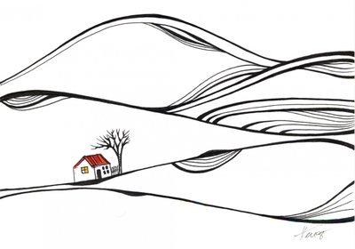 Haus auf dem Hügel mit rotem Dach von Aniko Hencz