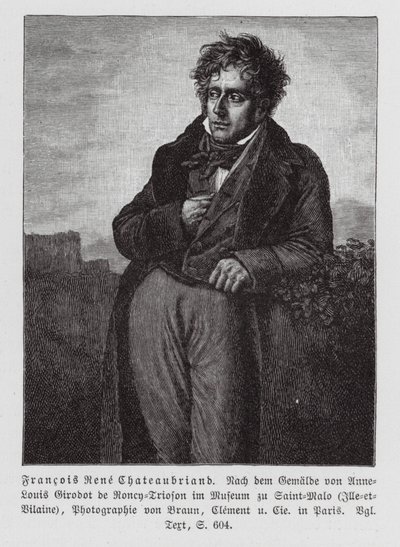 François René de Chateaubriand, französischer Schriftsteller, Politiker und Diplomat von Anne Louis (after) Girodet de Roucy-Trioson