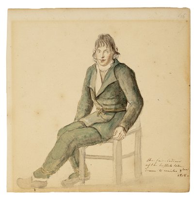 Schöner amerikanischer Indianer der Büffelstamm, Canisteo, New York, 1808 von Anne Marguerite Hyde de Neuville