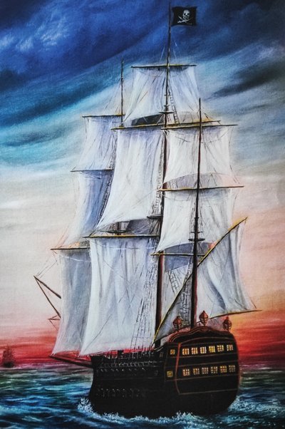 Piratenschiff in der Dämmerung von Annette Armitage