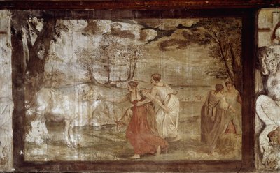 Europa nähert sich Jupiter, der sich in einen Stier verwandelt hat von Annibale Carracci