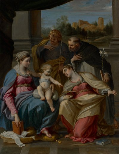Madonna mit Kind und den Heiligen Lucia, Dominikus und Ludwig von Frankreich von Annibale Carracci