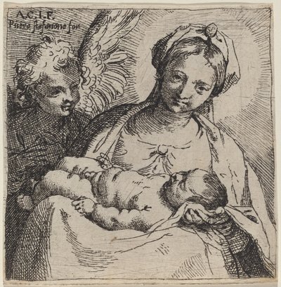 Madonna und Kind mit einem Engel von Annibale Carracci