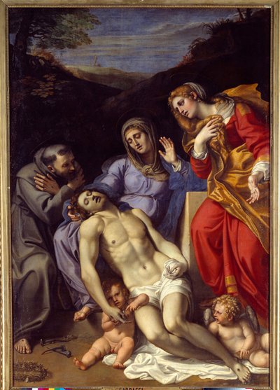 Pieta mit dem heiligen Franziskus von Assisi und der heiligen Maria Magdalena von Annibale Carracci