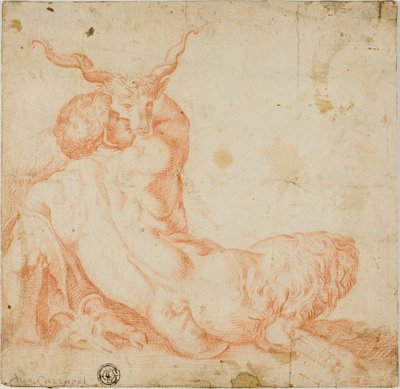 Satyr und Ziege von Annibale Carracci
