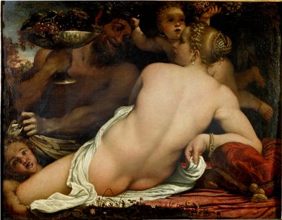 Die Bacchantin, Venus, Satyr und zwei Cupidos (Detail) von Annibale Carracci