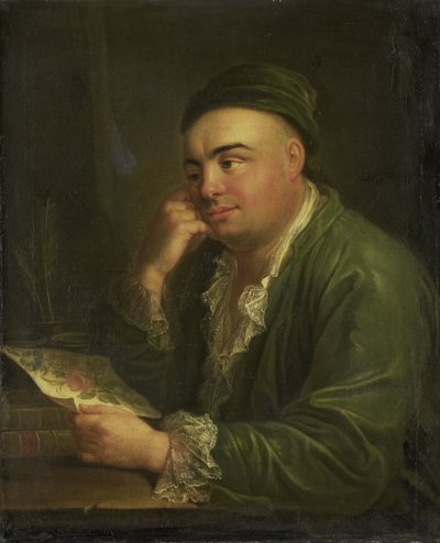 Ein Mann mit einer Zeichnung von Blumen, sogenanntes Porträt von Jacob Feitama Jr., Kaufmann in Amsterdam von Anonymous