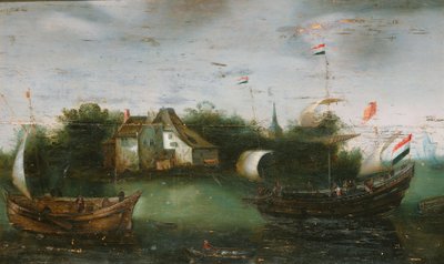 Ein Schiff segelt auf einem Binnenwasserweg von Anonymous