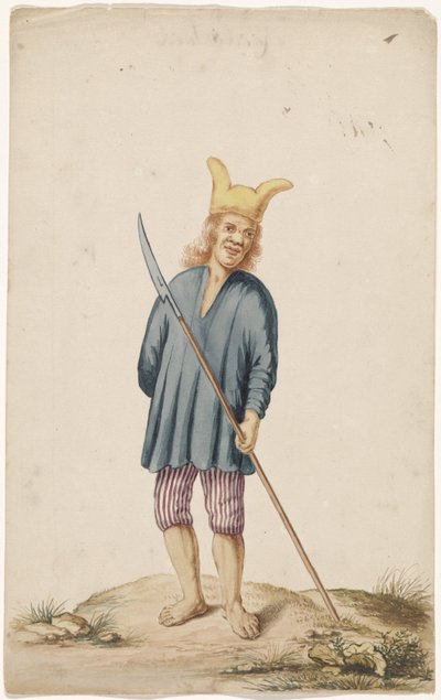 Albino-Mann mit Narrenkappe und Wappen von Anonymous