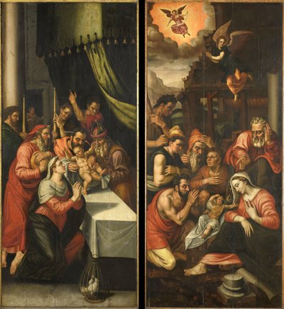 Flügelaltar mit der Beschneidung. Außen sind Johannes der Täufer mit dem Lamm Gottes von Anonymous