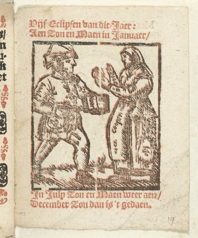 Seite mit stehenden Figuren eines Händlers und einer Frau, 1712 von Anonymous