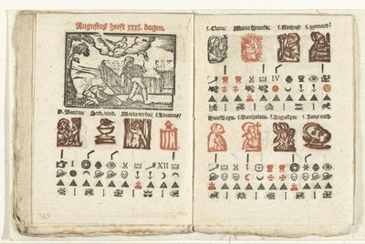 Seiten mit der Vorhersage für den Monat August, 1712 von Anonymous