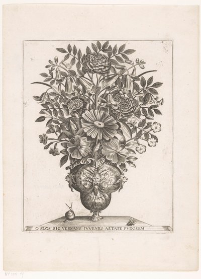 Blumen in einer Vase mit Masken von Anonymous