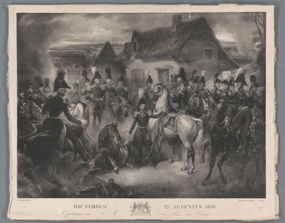 Der Austausch des verwundeten Pferdes des Prinzen von Oranien (des späteren Königs Wilhelm II) während der Schlacht bei Boutersem, 12. August 1831 von Anonymous