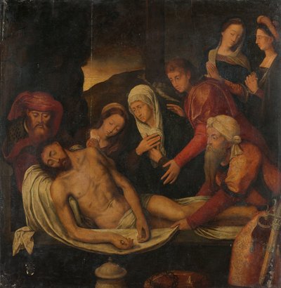 Grablegung Christi mit Joseph von Arimathäa und Nikodemus, Maria Magdalena, der Jungfrau Maria und dem heiligen Johannes dem Evangelisten von Anonymous