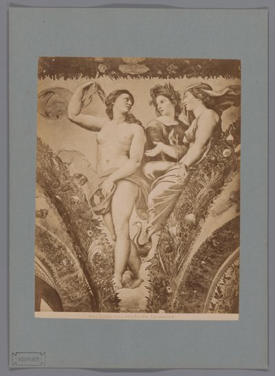 Fotoreproduktion des Freskos Amor und Psyche in der Loggia di Psiche, Villa Farnesina in Rom von Anonymous