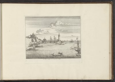 Ansicht des Hafens mit einem Leuchtturm und einem Palast in Neapel von Anonymous