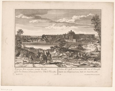 Ansicht des Schlosses von Versailles und eines Teils der Stadt von Anonymous