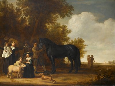 Gruppenporträt in einer Landschaft (Ein Freiluftfest) von Anonymous