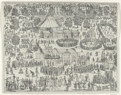 Jahrmarkt auf einem Platz in Den Haag, 1845 von Anonymous