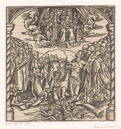 Kniender Engel fängt einen Strahl Blut von Christus und einen Strahl Milch von Maria in einem Kelch auf von Anonymous
