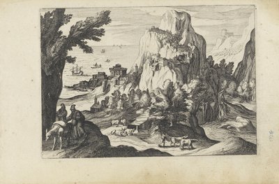 Küstenlandschaft mit einem hohen Berg von Anonymous