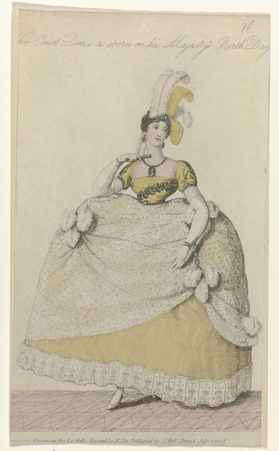 La Belle Assemblee, 1. Juli 1808, Nr. 32: Das Hofkleid von Anonymous