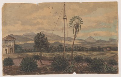Landschaft mit Fahnenmast von Anonymous