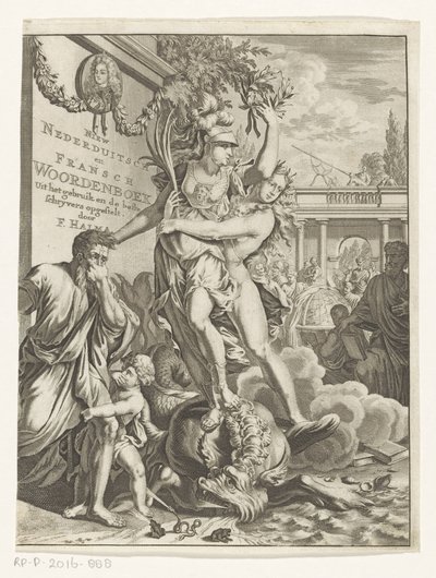 Minerva zertritt feuerspeiendes Seemonster von Anonymous