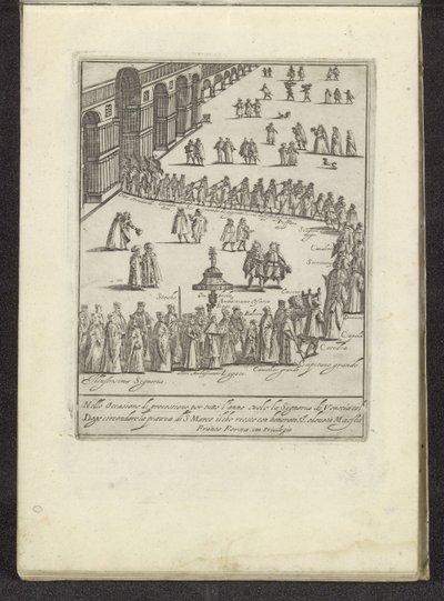 Prozession mit dem Dogen und der Serenissima Signoria über den Markusplatz in Venedig von Anonymous