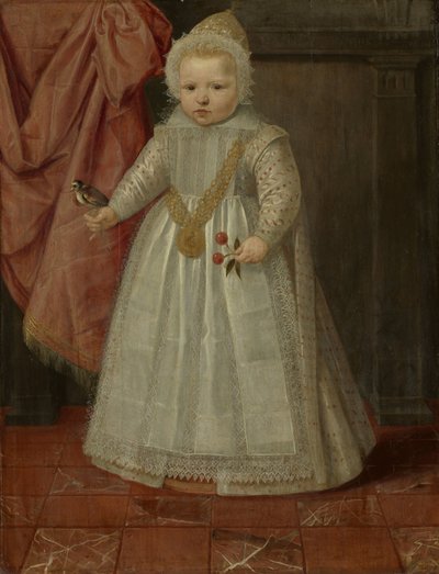 Porträt eines kleinen Jungen, möglicherweise Louis von Nassau, später Herr von Beverweerd, De Leck, Odijk und Lekkerkerk, unehelicher Sohn von Moritz, Prinz von Oranien, und Margaretha van Mechelen von Anonymous