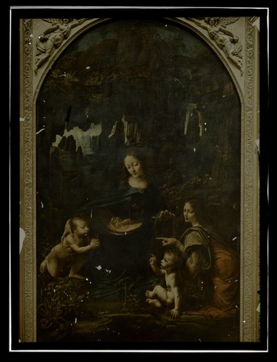 Reproduktion von Leonardo da Vinci, Die Felsgrottenmadonna, Louvre von Anonymous