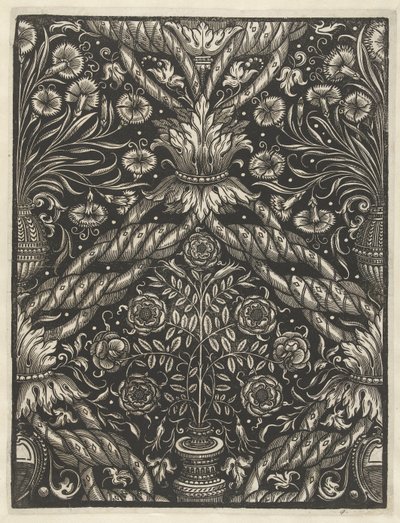 Tapetenblatt mit Vase und Blumen von Anonymous