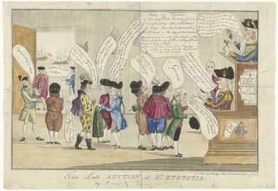 Spottdruck auf die Engländer auf Sint-Eustatia, 1781 von Anonymous