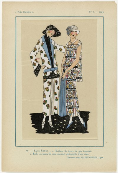 Très Parisien, 1923, Nr. 5: 9.- SANS-SOUCI. 1. Tailleur de jersey... von Anonymous