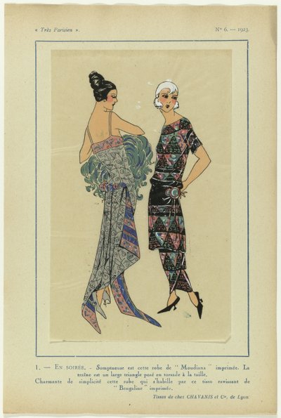 Très Parisien, 1923, Nr. 6: 1 - AM ABEND. - Prächtig ist dieses Kleid... von Anonymous