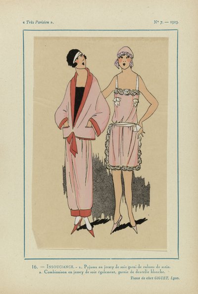 Sehr Pariserisch, 1923, Nr. 7: 16.- Sorglosigkeit. - 1. Pyjama aus Seidenjersey von Anonymous